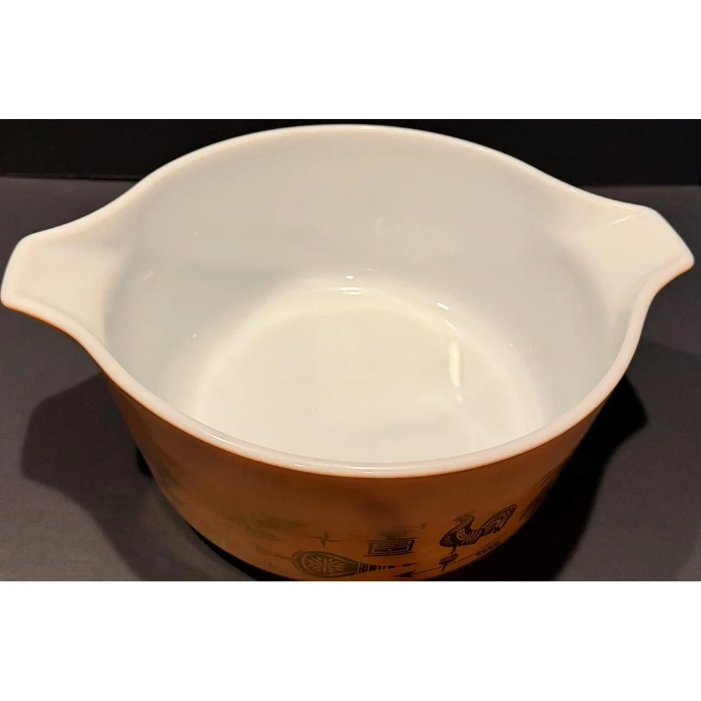 Vintage Pyrex 442 Early American Cinderella Mixing Bowl 1.5 Qt Orange Gold 1960s
